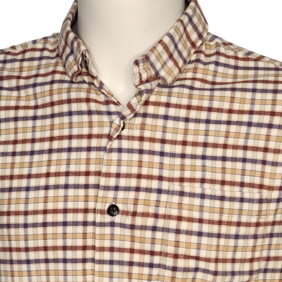 Orvis Men’s Plaid Flannel Shirt Large Cotton Wool Blend Winter Layering - Picture 6 of 9